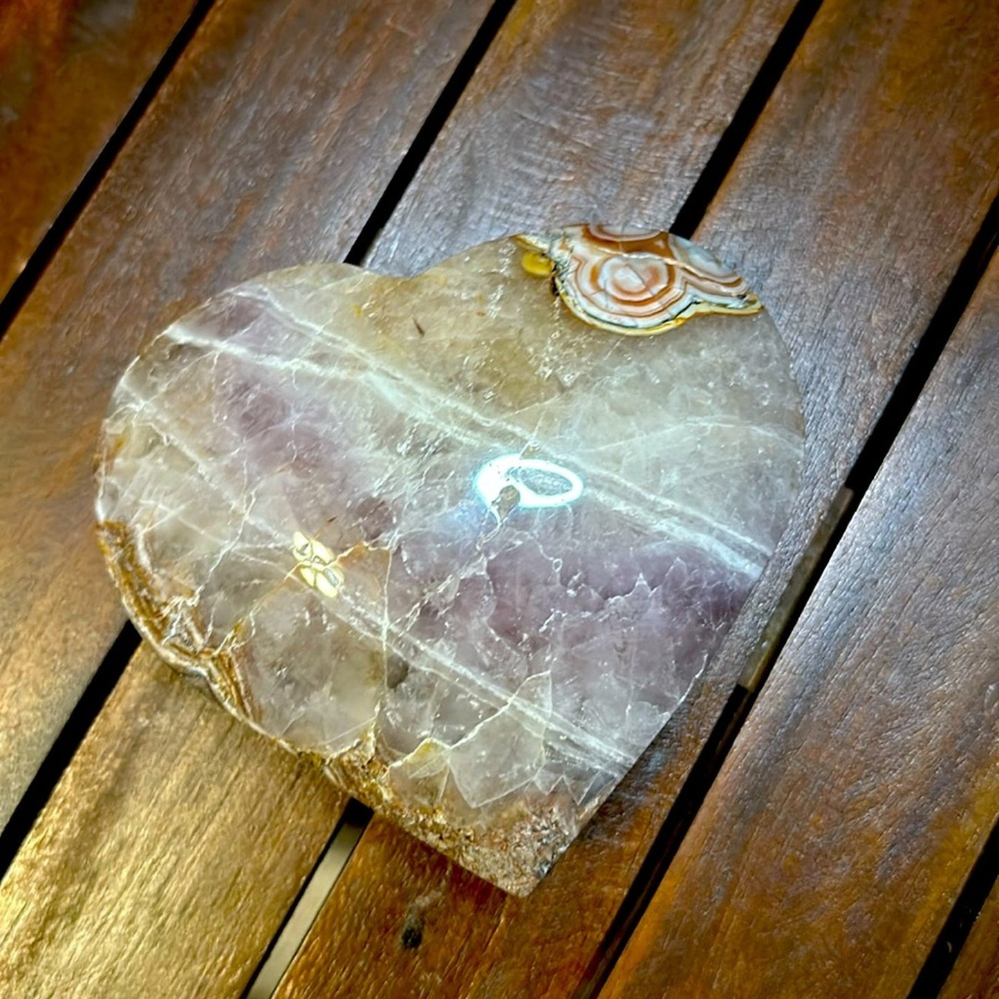 Mexican Lace Agate and Amethyst Heart - MCAMYHRT 619g 4.50β