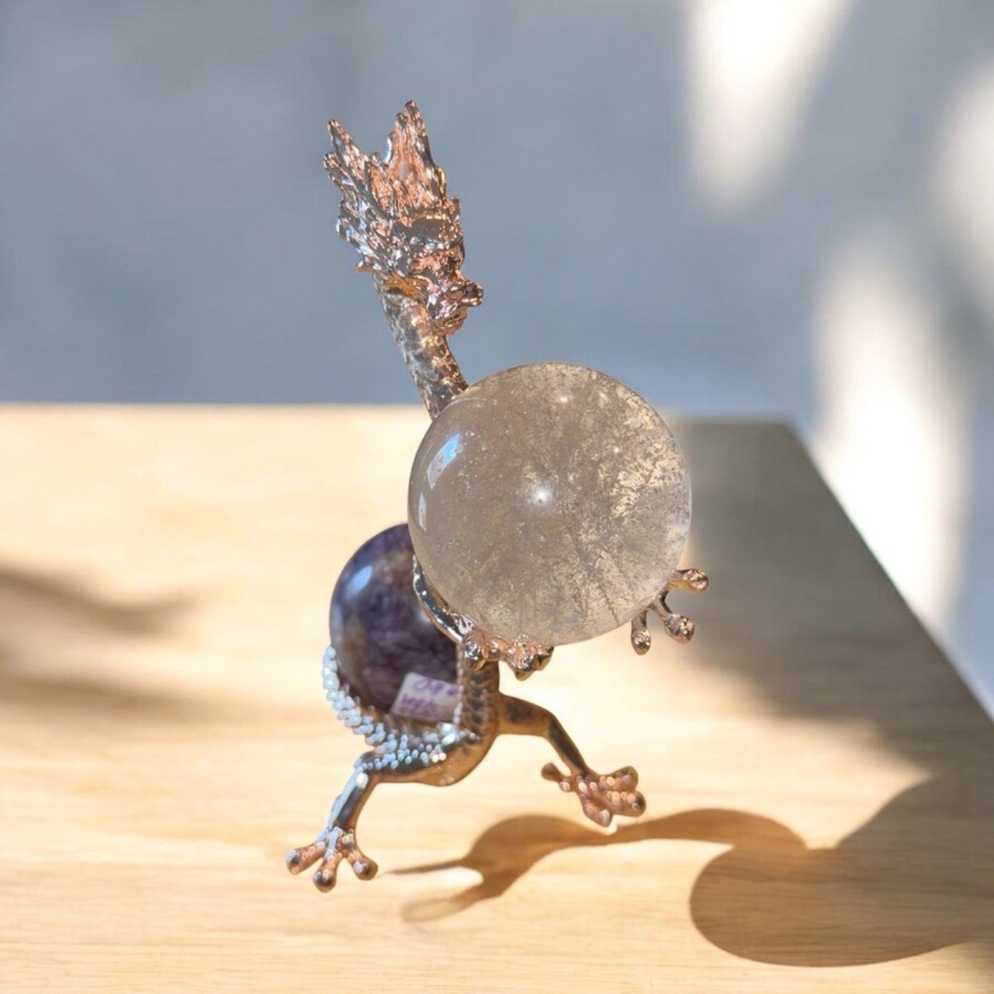 Pewter Grey Dragon holder of Crystal Spheres (Not Included - but for sale)๐น๐น