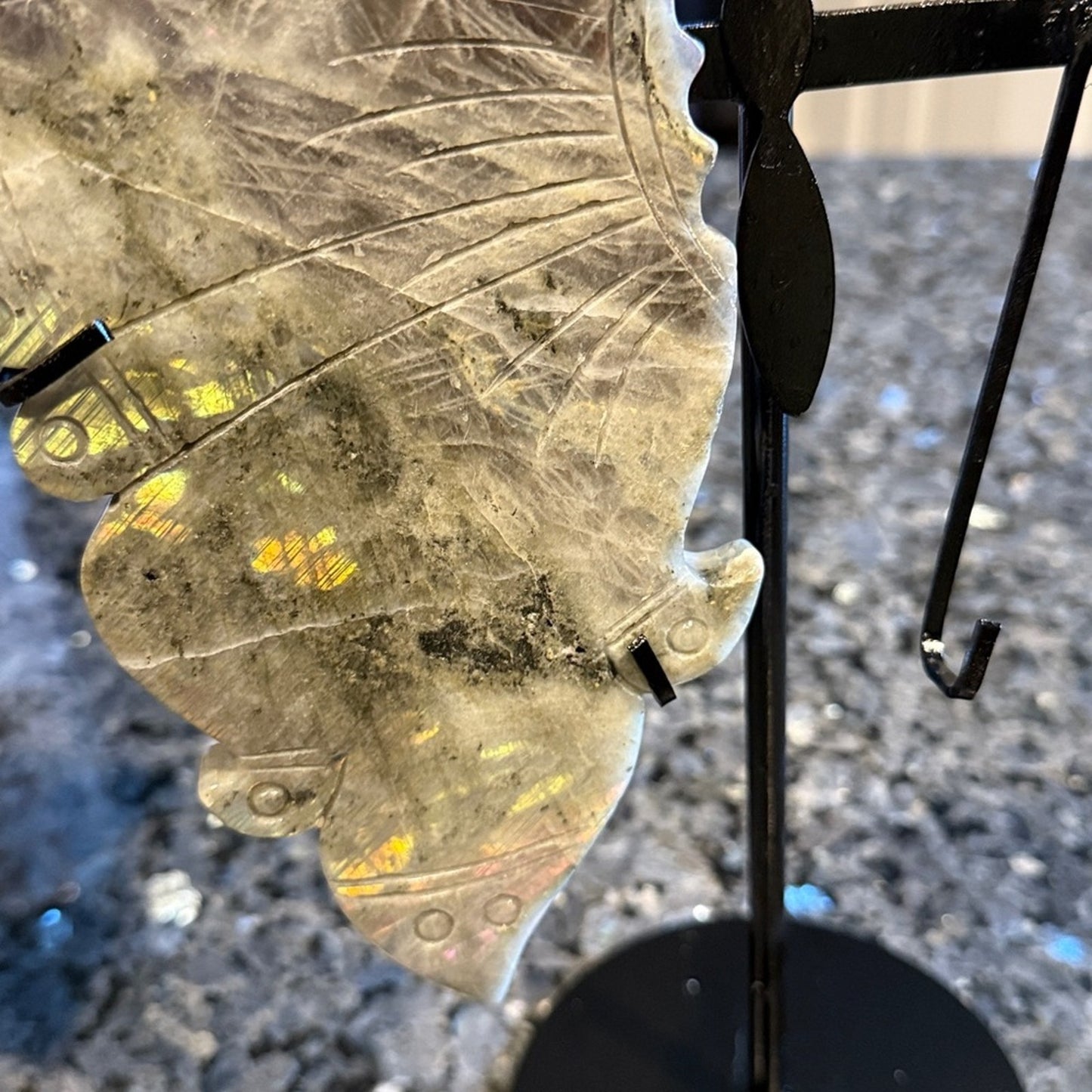 Labradorite with purple flash Butterfly with stand 🦋FREE SHIPPING 🌹🌹