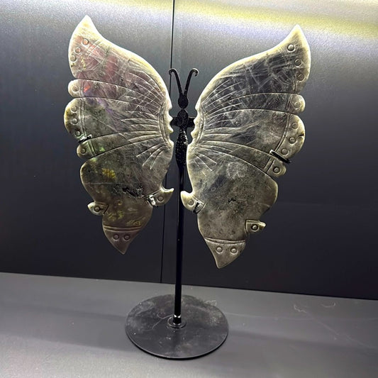 Labradorite with purple flash Butterfly with stand 🦋FREE SHIPPING 🌹🌹