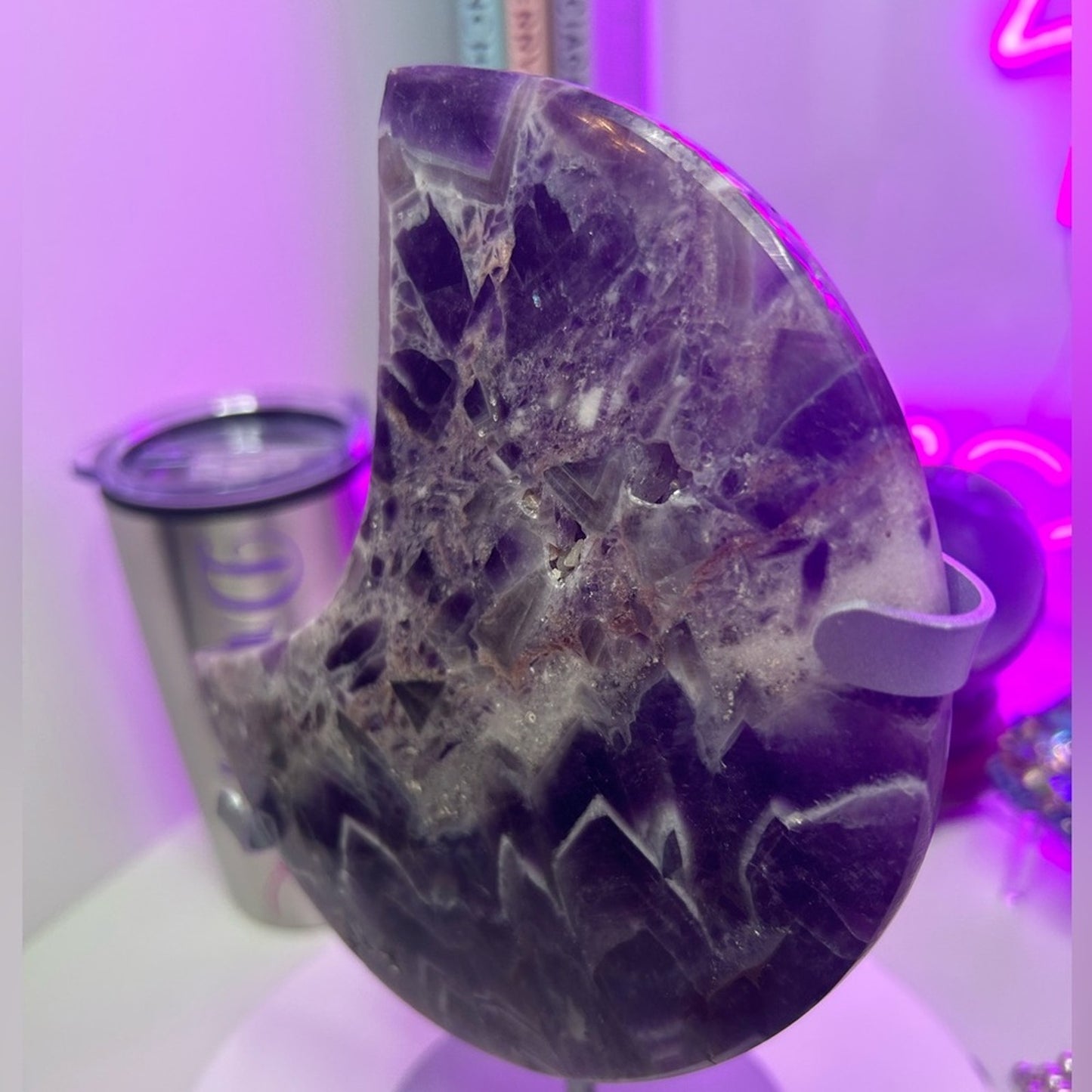 Chevron Dream Amethyst Crescent Moon plate - CHAMYMOON-SML 99.5MM 621g