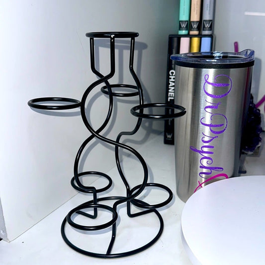 Black Multi-Sphere Tower Holder Crystals Rocks Precious Gem Spheres