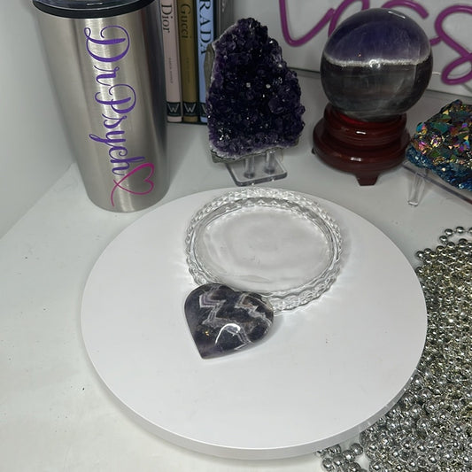 Chevron Dream Amethyst Mini Heart Carving 55MM