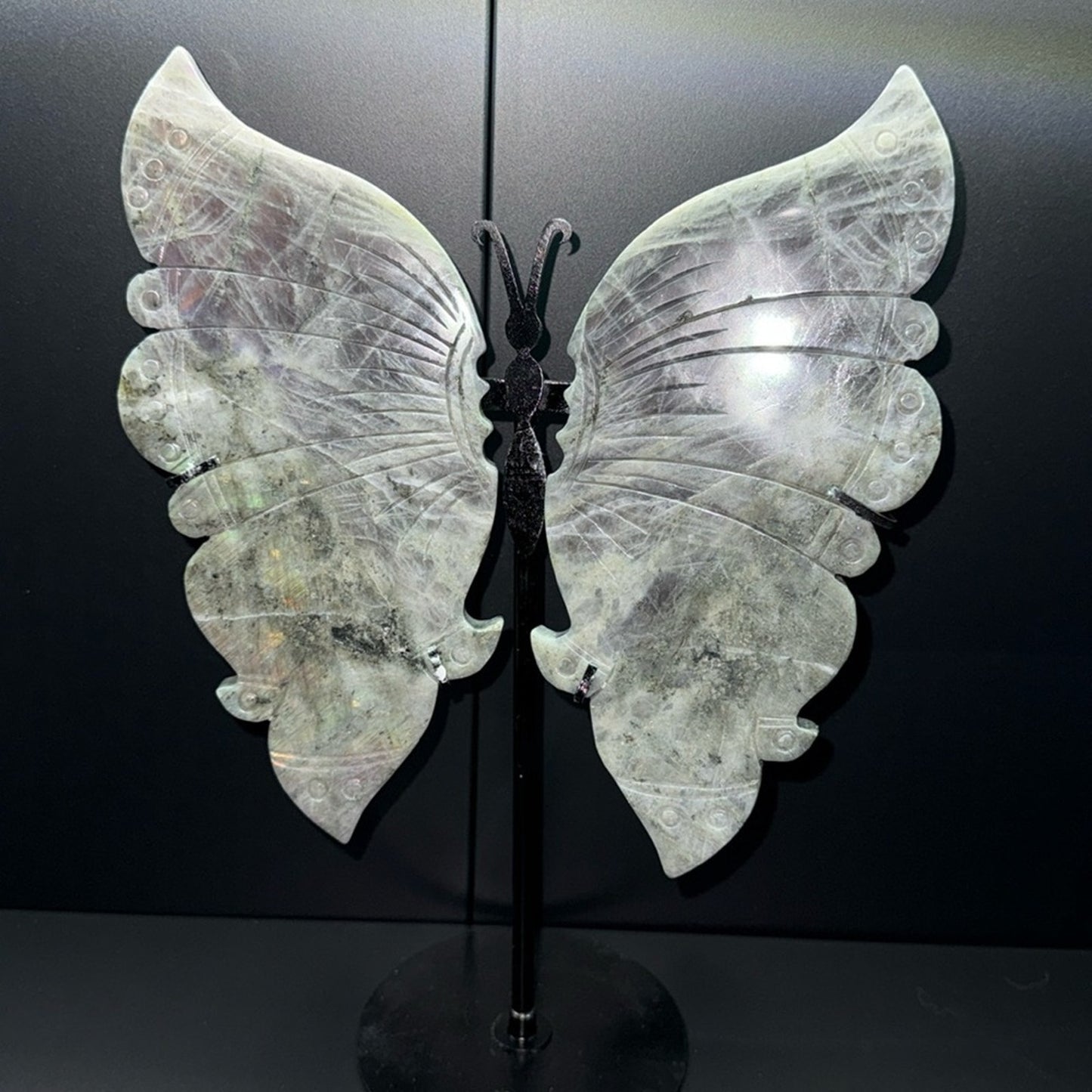 Labradorite with purple flash Butterfly with stand 🦋FREE SHIPPING 🌹🌹