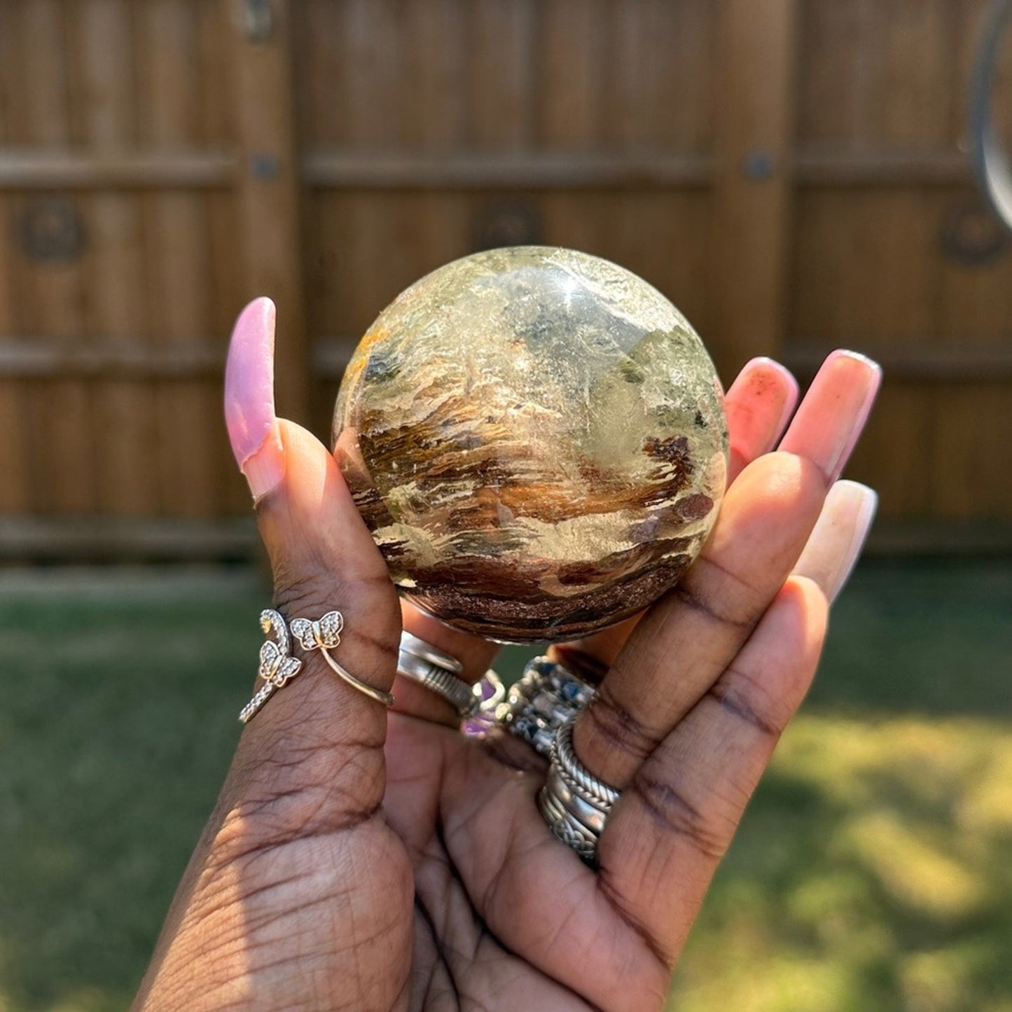 Lodolite (Garden or Phantom Quartz) Crystal Sphere 59.9MM