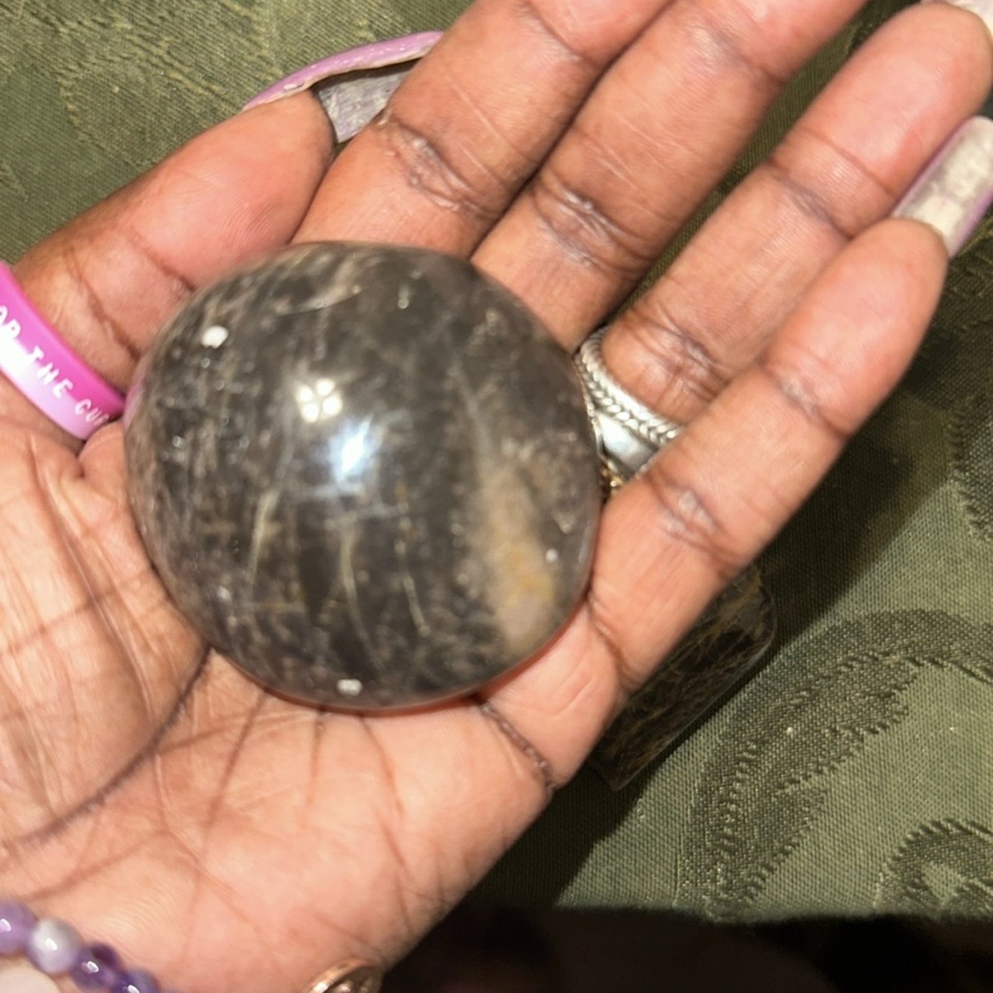Black Moonstone Set - Palm and Heart stone - BLKMNSTNE-001