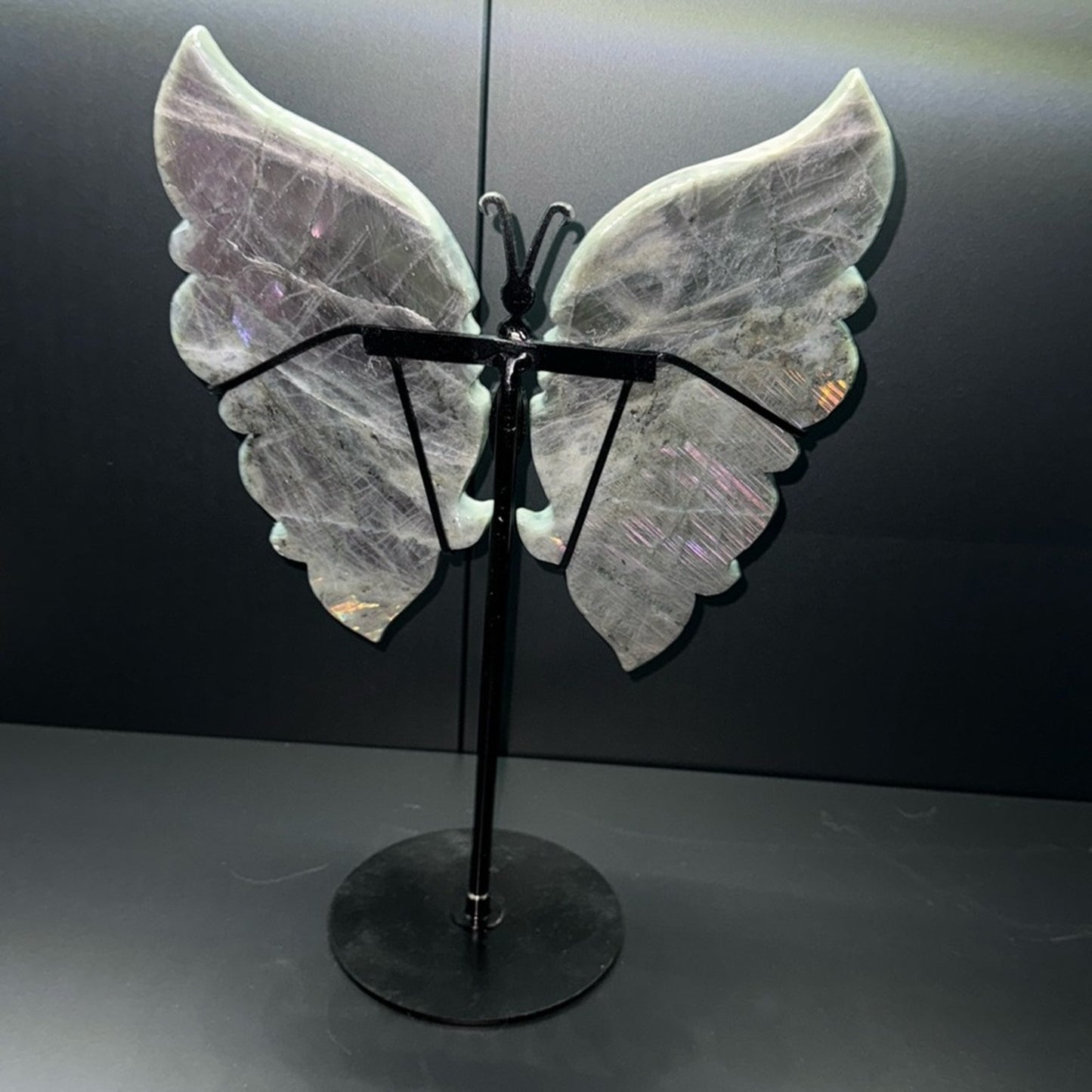 Labradorite with purple flash Butterfly with stand 🦋FREE SHIPPING 🌹🌹
