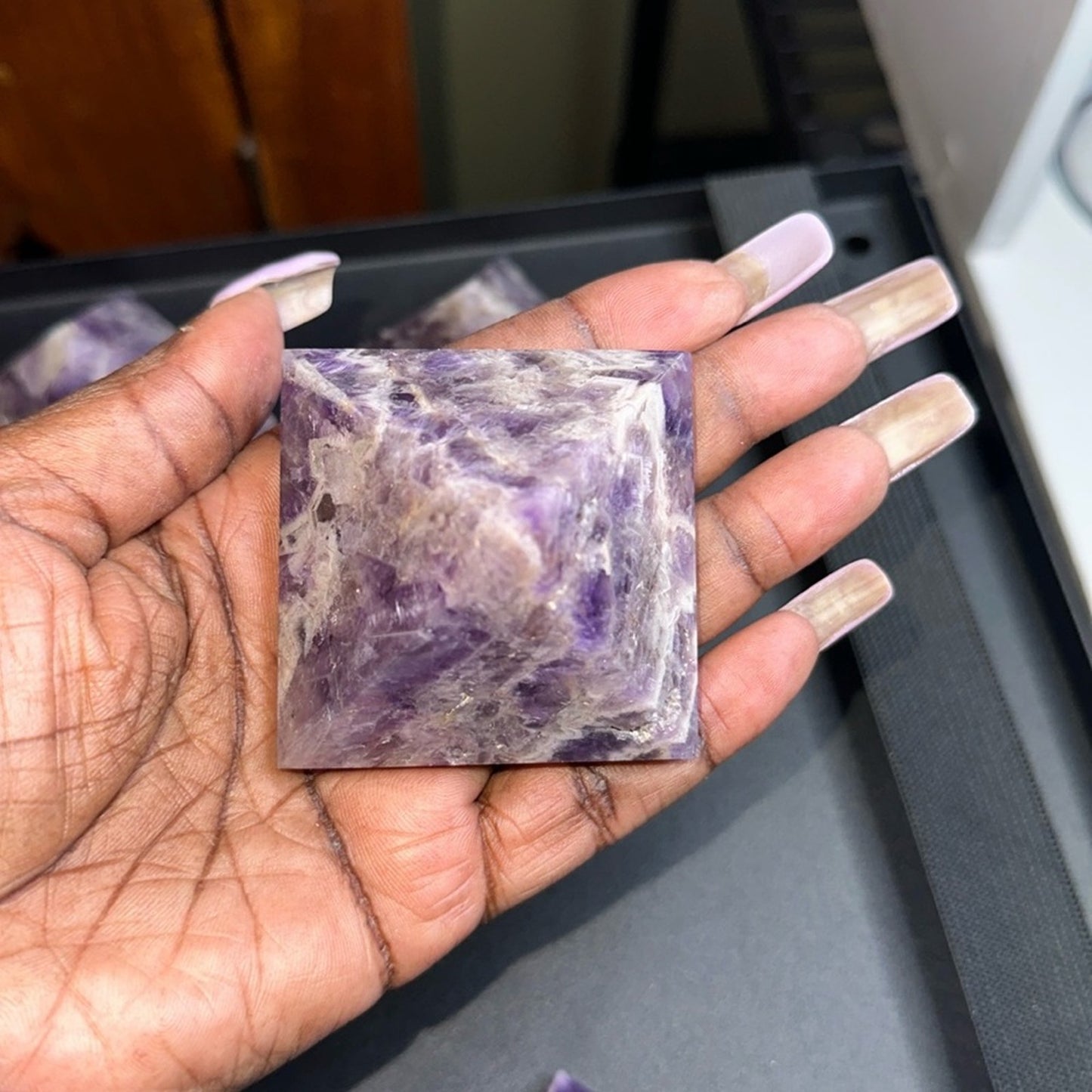 Chevron Dream Amethyst Pyramid Carvings Columns 1, 2, 3 - Price for 1