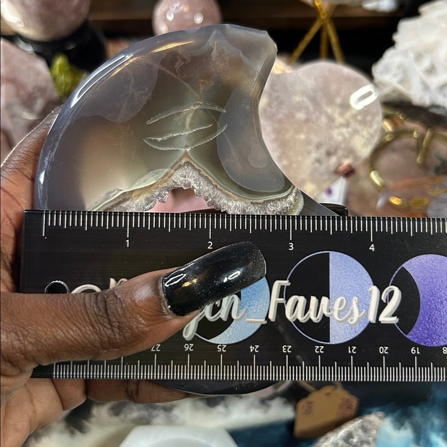 Quartz, & Agate Moon Custom carving AMAGTMOON-Mini1