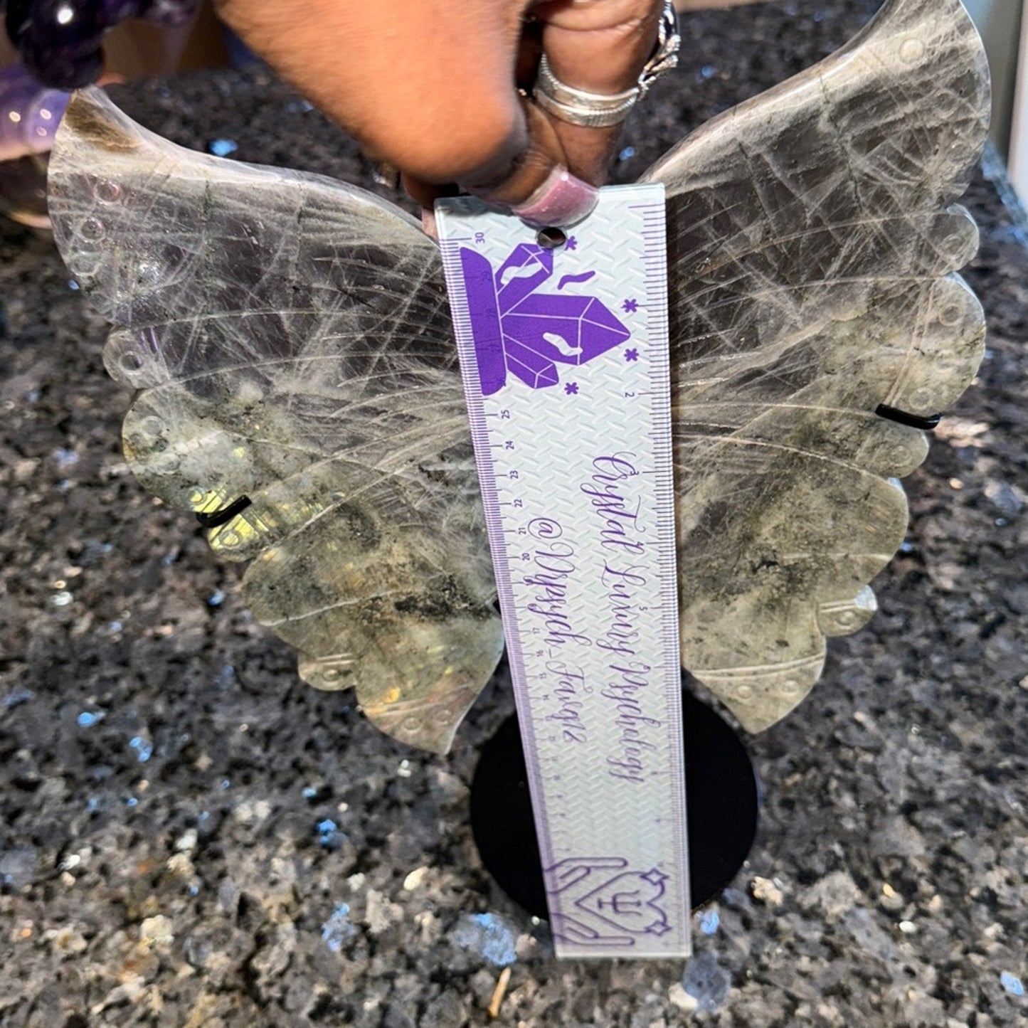 Labradorite with purple flash Butterfly with stand 🦋FREE SHIPPING 🌹🌹