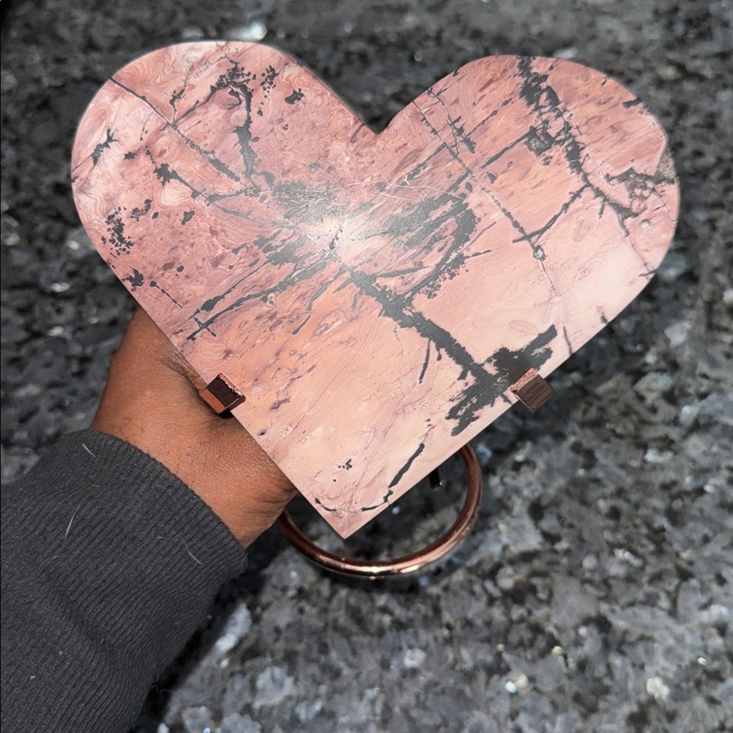 Pink Picture Jasper Heart & Stand Set - PINKPJHEART-001