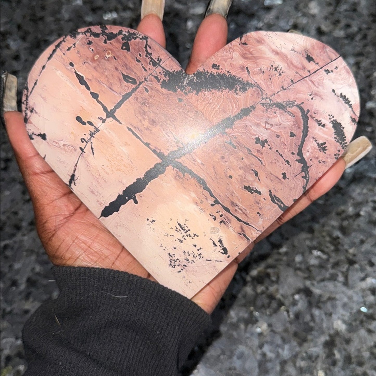 Pink Picture Jasper Heart & Stand Set - PINKPJHEART-001