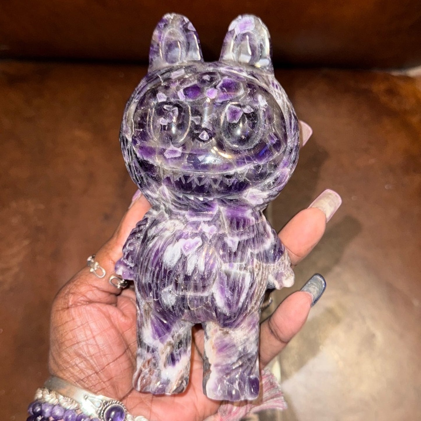 Labubu Crystal Dream Amethyst 6.5” approximately custom carving B