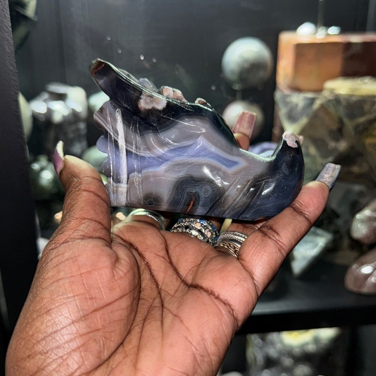 Blue Flower Agate 🐲 Dragon Head