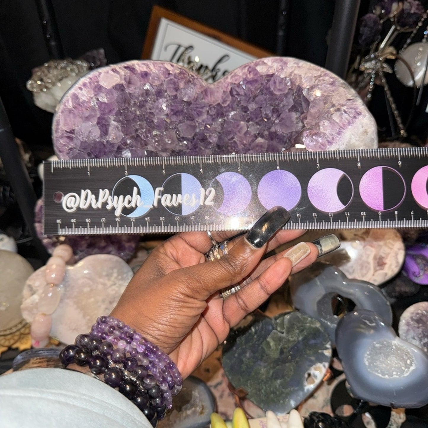 Amethyst Heart-Shaped Geode Custom Carving and Stand