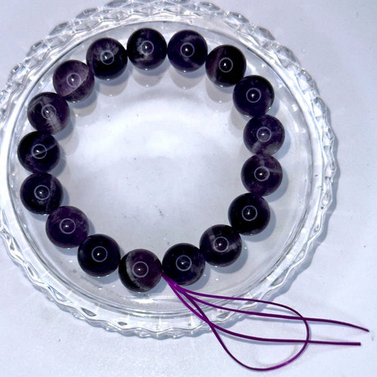 Amethyst - Dream/Chevron Natural Stone Bracelet Approx 12MM, 2.5” CHAMYBRC001