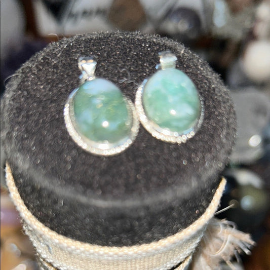 2026  Special - Elegant Silver and Moss Agate Pendant - Price for 1