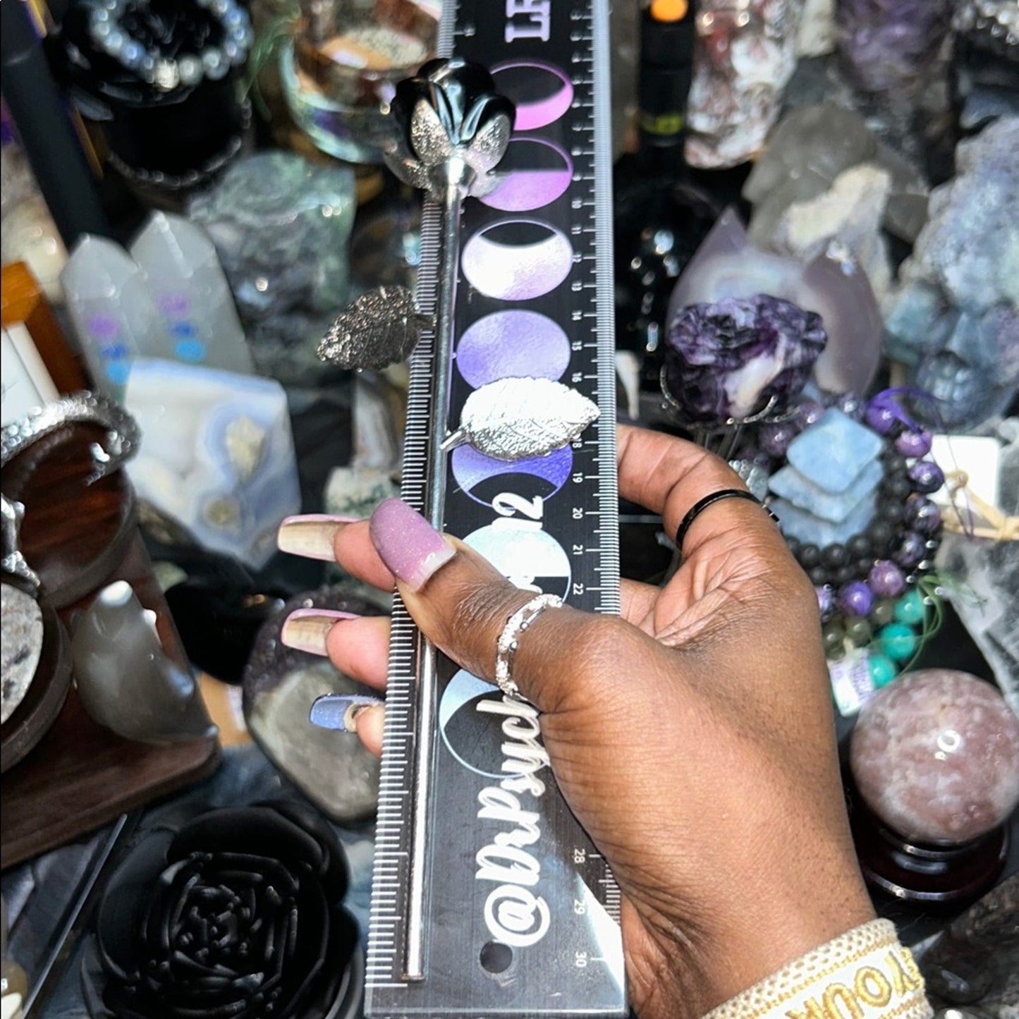 Fluorite root or Obsidian Rose Carvings w/Silver Stainless stem - Price for 1 🌹🌹