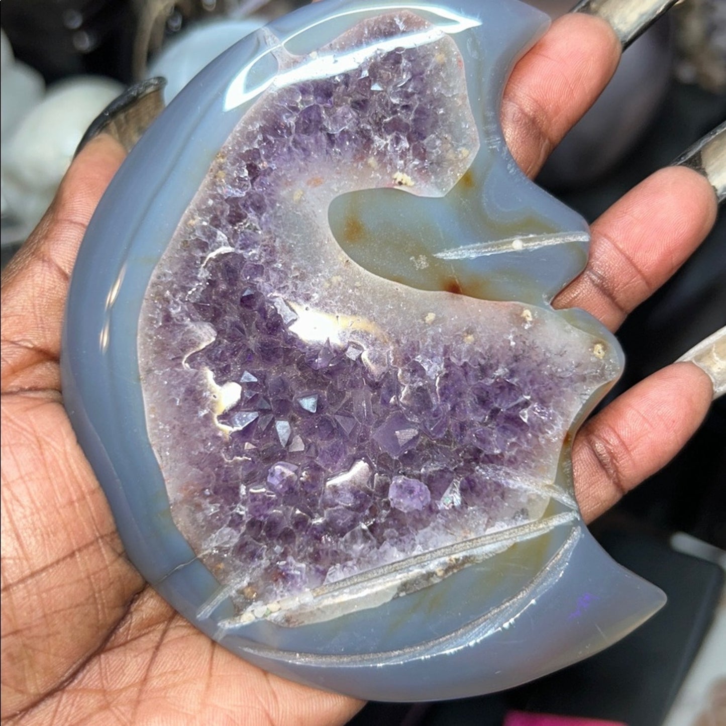 Amethyst, Quartz, & Agate Moon Custom carving AMAGTMOON-Mini2