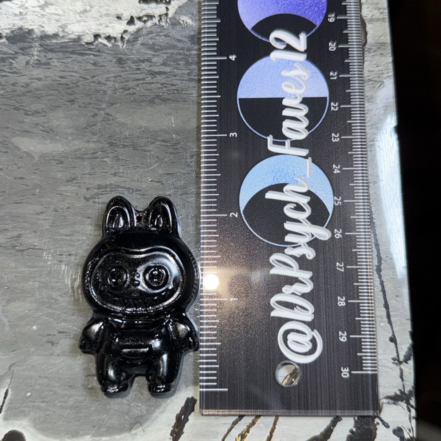Labubu Golden Sheen Black Obsidian 2.25” approximately carving pendant Figure