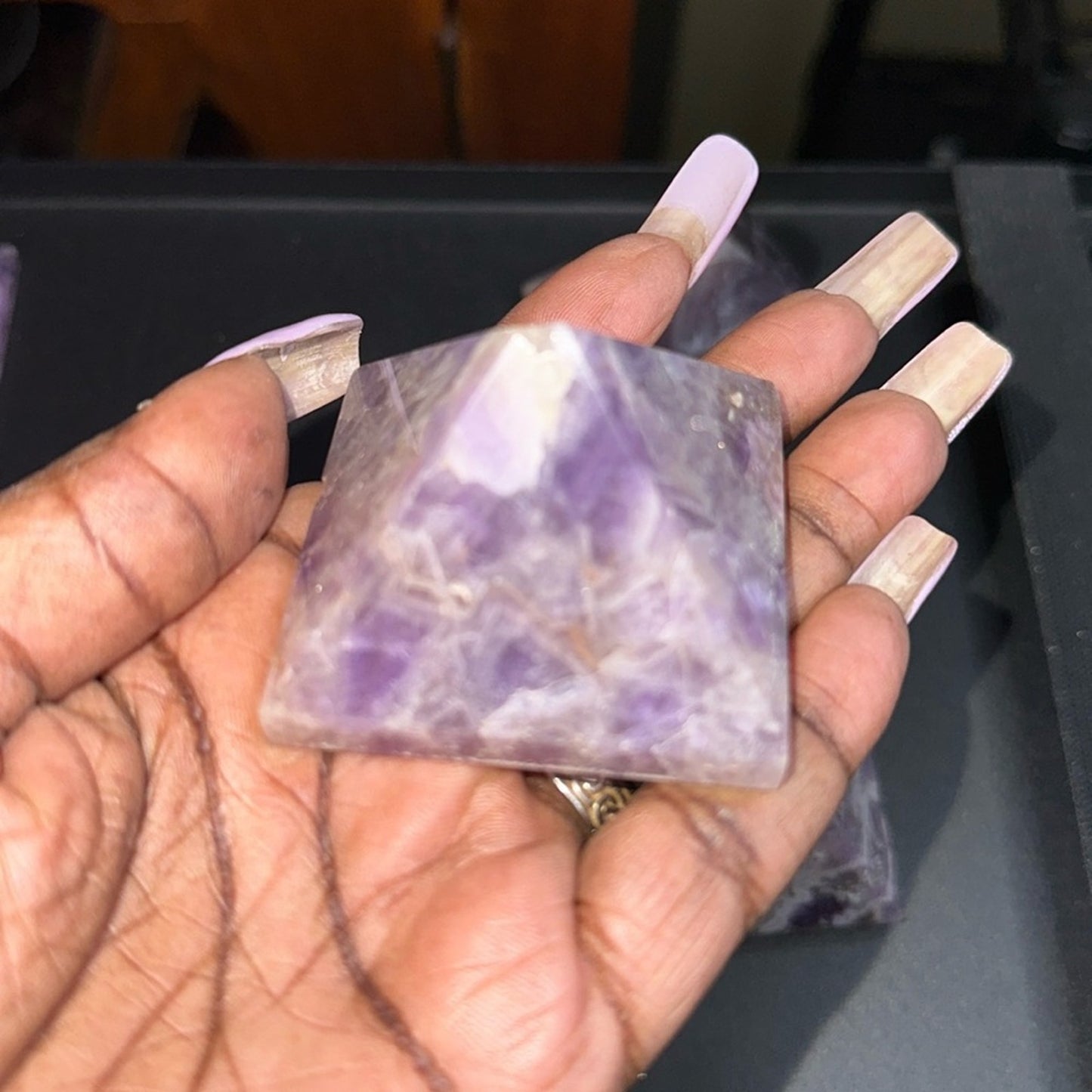 Chevron Dream Amethyst Pyramid Carvings Columns 1, 2, 3 - Price for 1