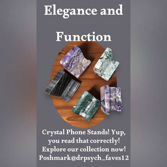 Crystal Phone Stand - Dream Amethyst, Moss Agate, Silver Obsidian-Price for 1