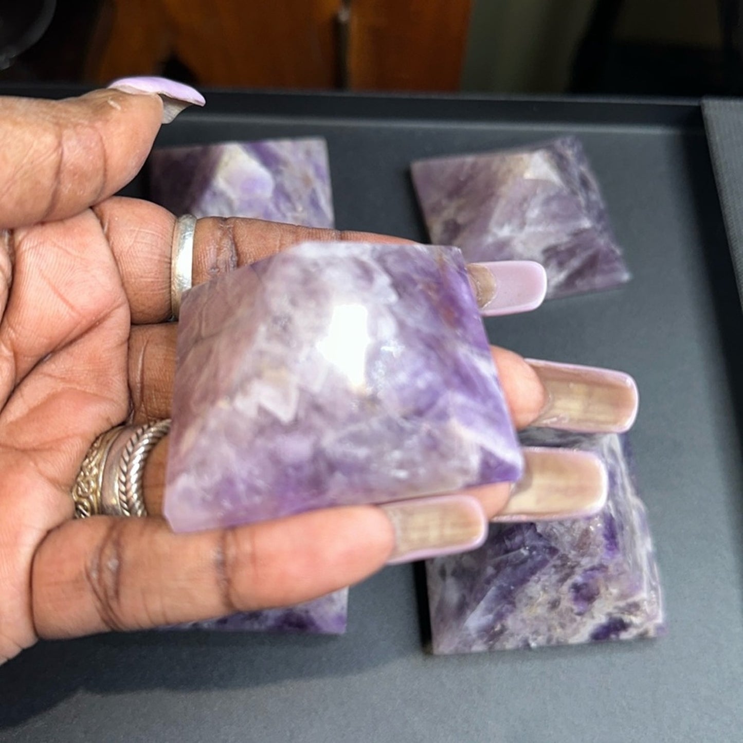 Chevron Dream Amethyst Pyramid Carvings Columns 1, 2, 3 - Price for 1