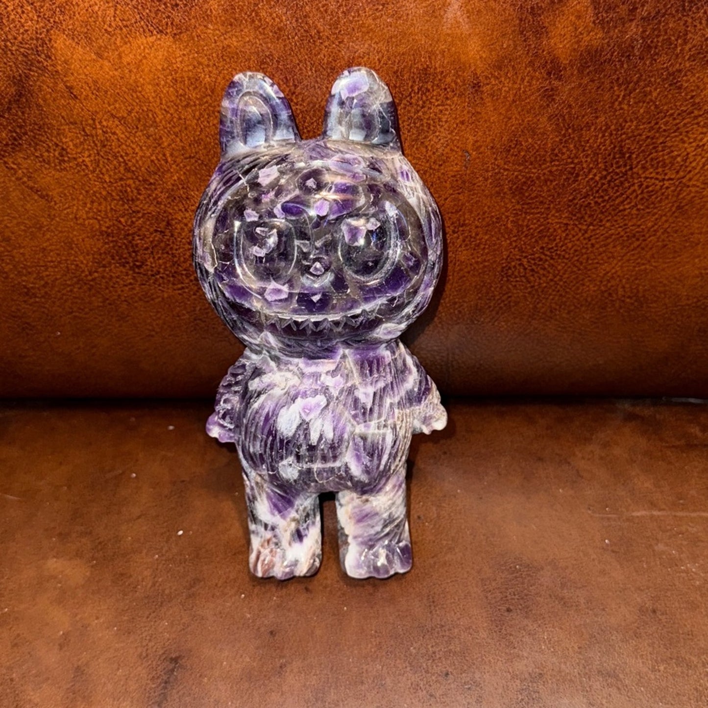 Labubu Crystal Dream Amethyst 6.5” approximately custom carving B