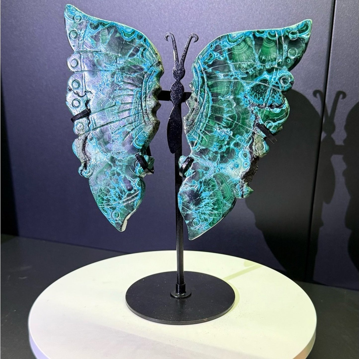 Chrysocolla and Malachite Custom Butterfly and Stand - CHRYSOBTFLY
