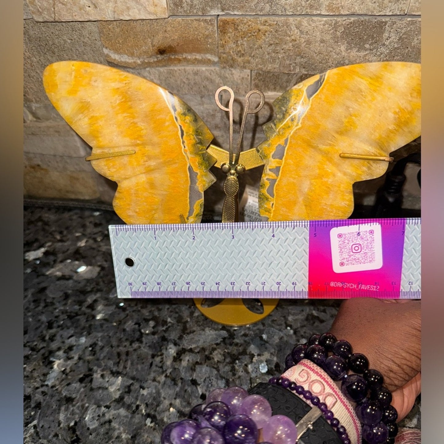 Bumblebee 🐝 Jasper (aka Bumblebee stone) Butterfly with stand 🦋