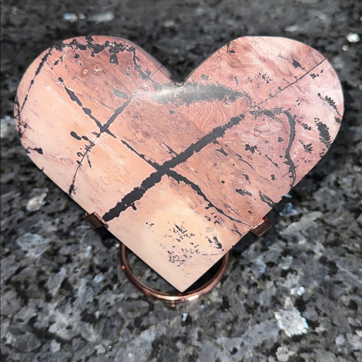 Pink Picture Jasper Heart & Stand Set - PINKPJHEART-001