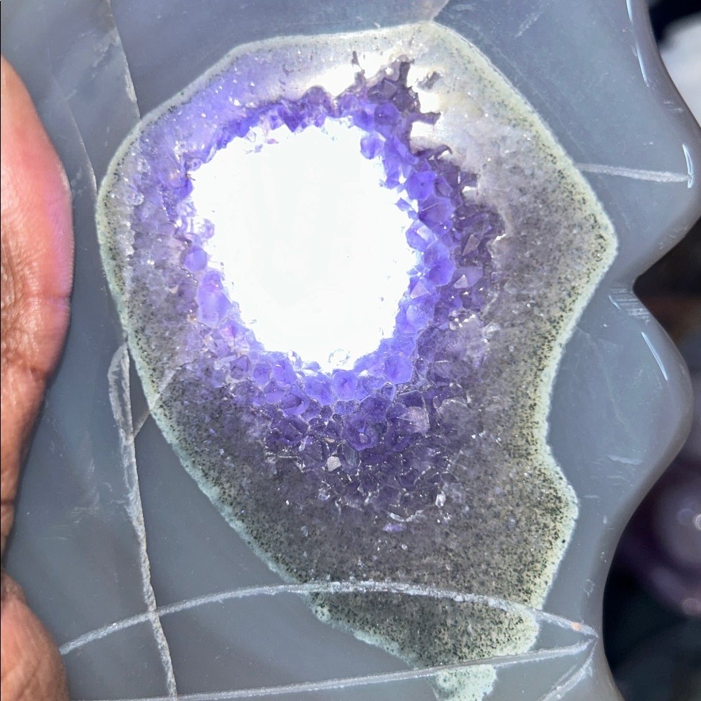 Amethyst, Quartz, & Agate Moon Custom carving AMAGTMOON-SML