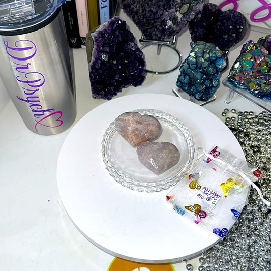 Pink Amethyst Palm Heart set PAPLMHRT - SET004