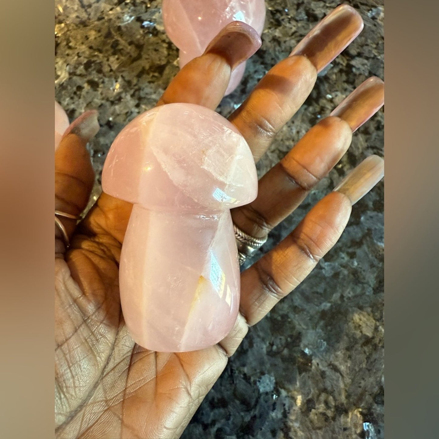 Rose Quartz Pink Crystal Mushroom Set of 3!