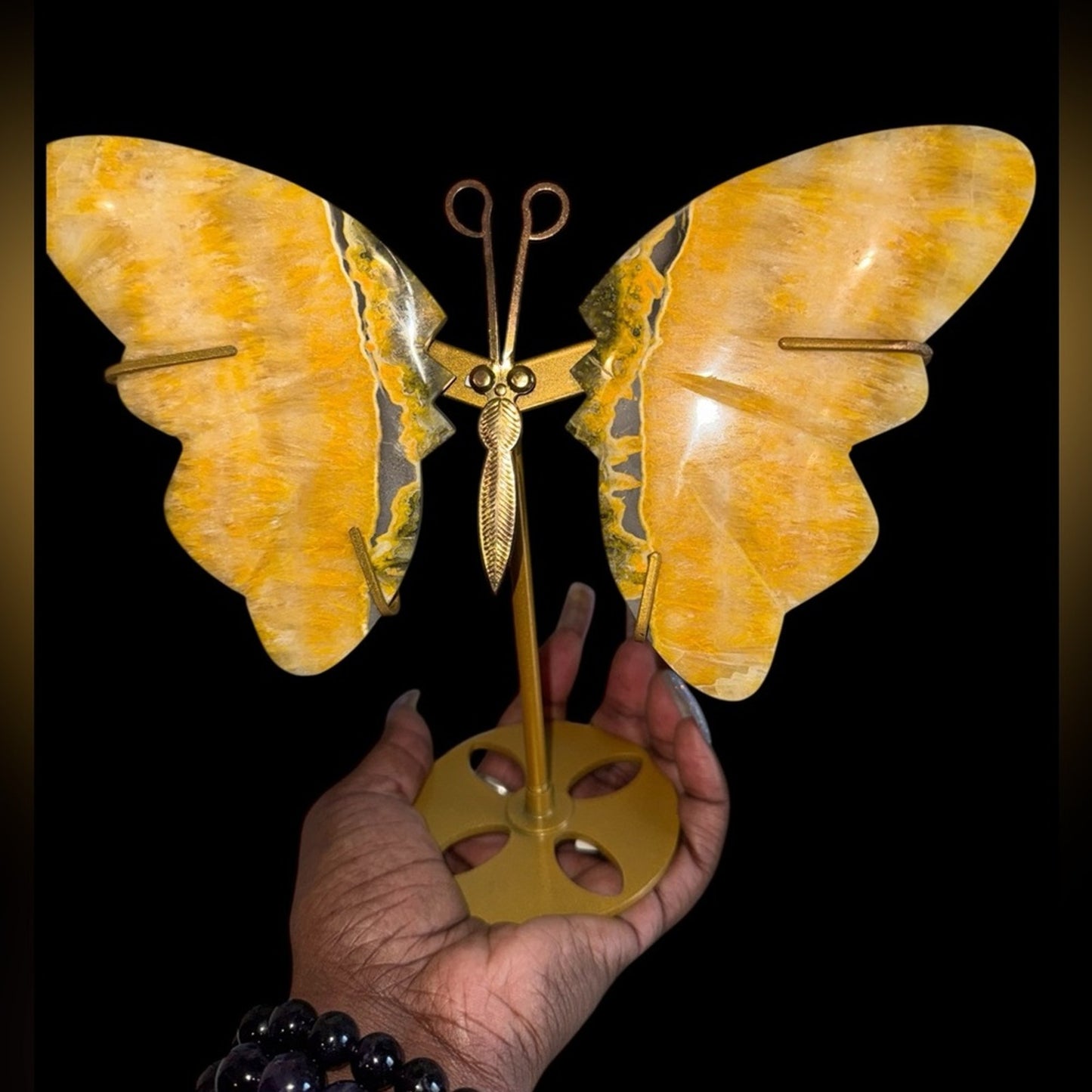Bumblebee 🐝 Jasper (aka Bumblebee stone) Butterfly with stand 🦋