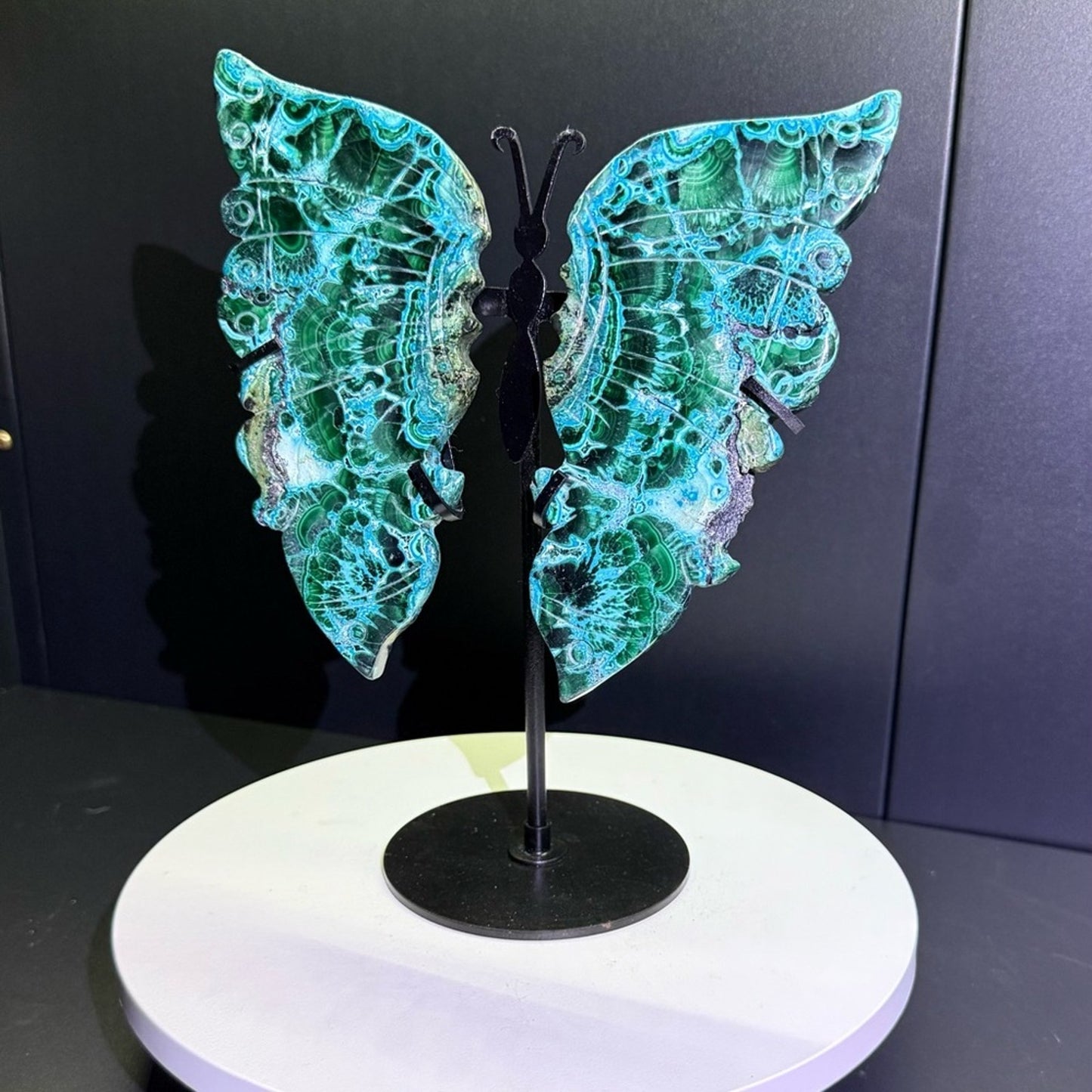 Chrysocolla and Malachite Custom Butterfly and Stand - CHRYSOBTFLY