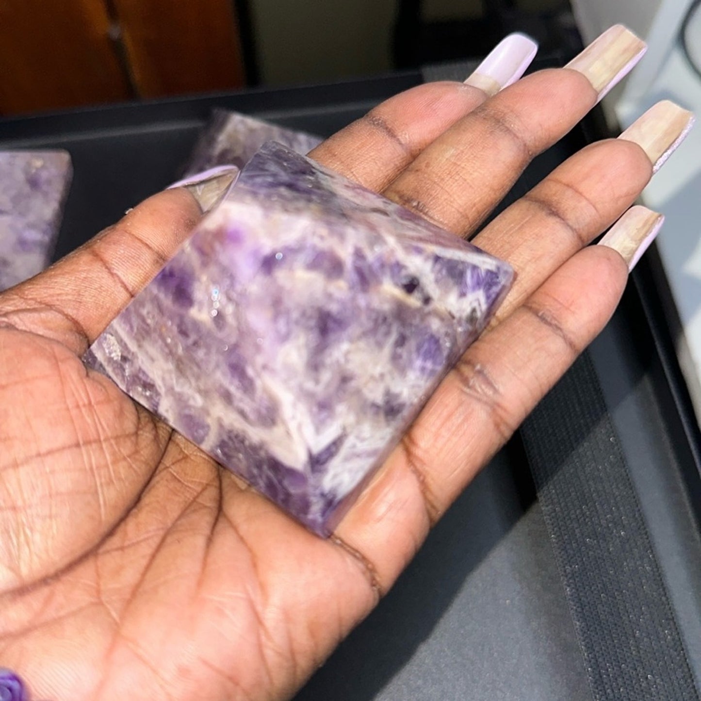 Chevron Dream Amethyst Pyramid Carvings Columns 1, 2, 3 - Price for 1