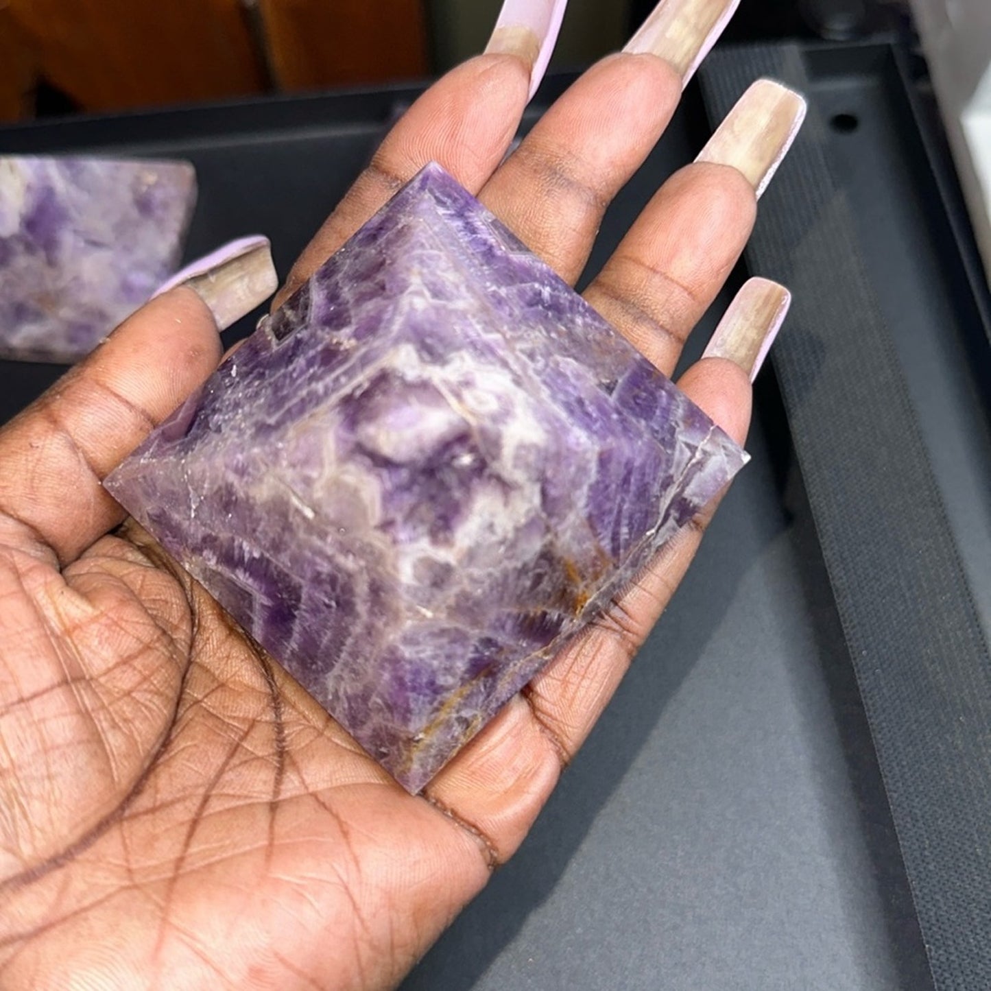 Chevron Dream Amethyst Pyramid Carvings Columns 1, 2, 3 - Price for 1