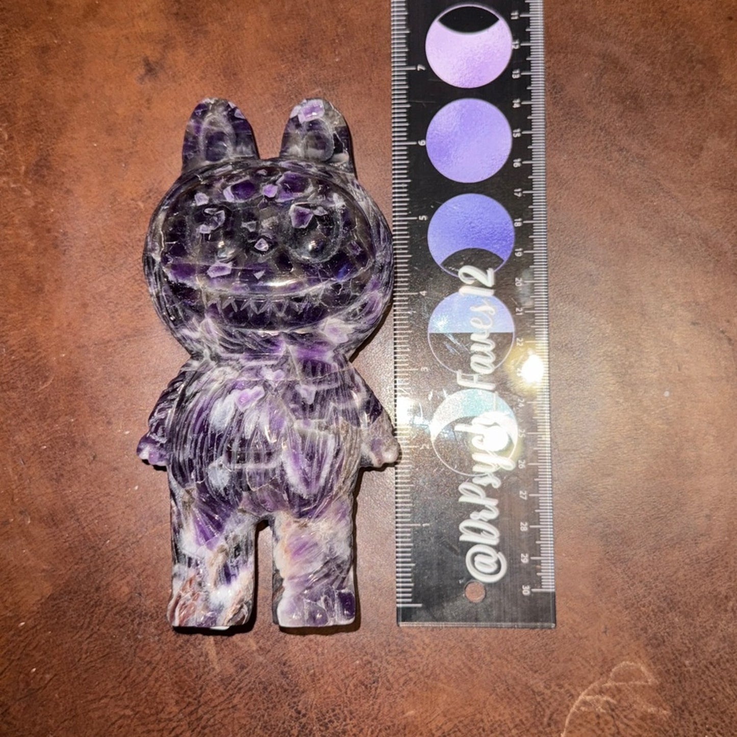 Labubu Crystal Dream Amethyst 6.5” approximately custom carving B