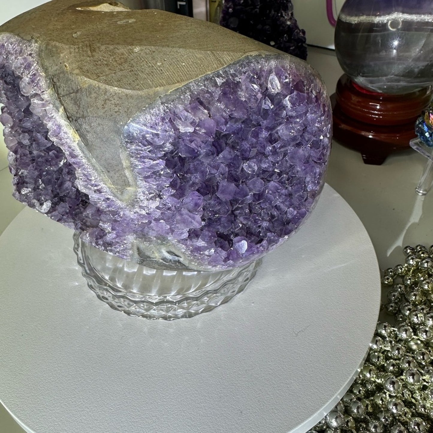 Amethyst Raw Freeform Goggles Sugar Points  - AMYGOGGLE-001 138MM