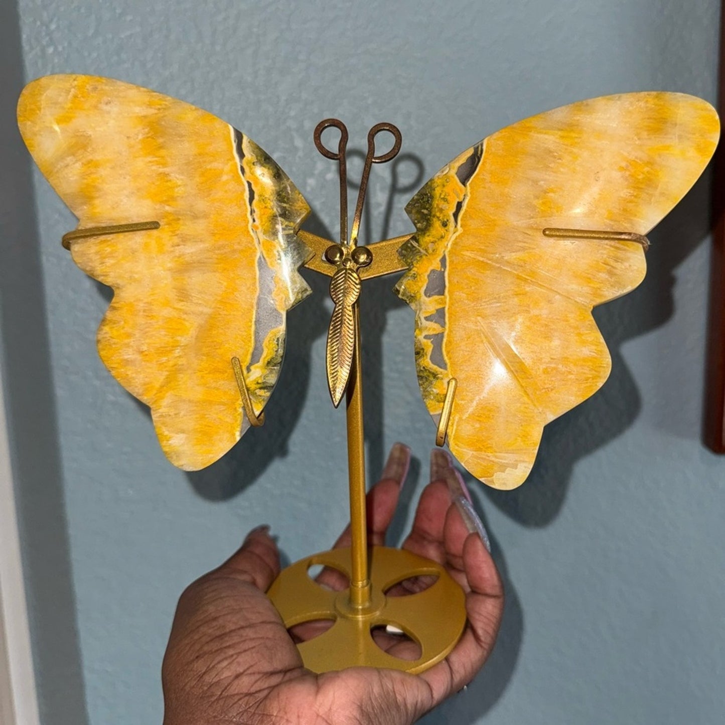 Bumblebee 🐝 Jasper (aka Bumblebee stone) Butterfly with stand 🦋