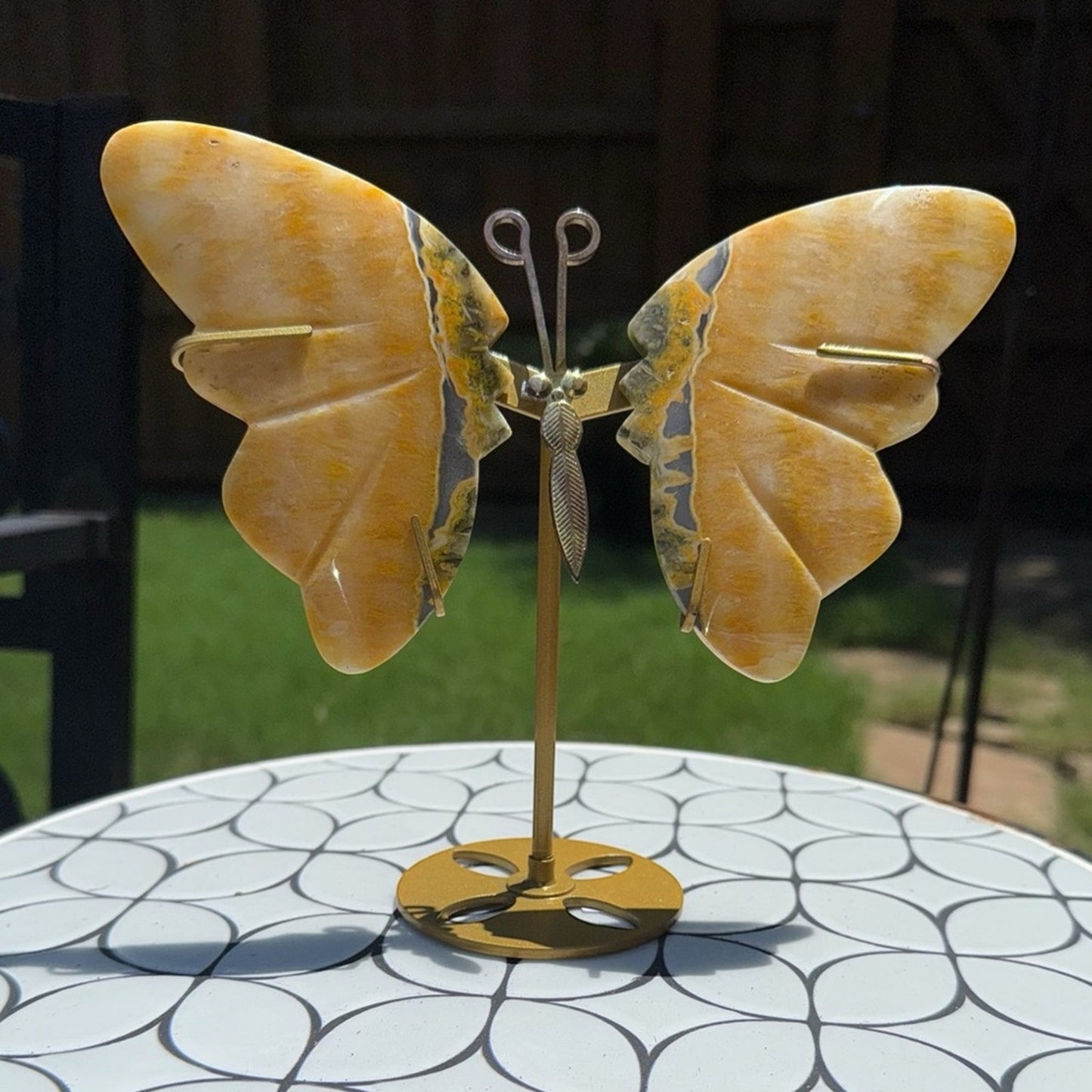 Bumblebee 🐝 Jasper (aka Bumblebee stone) Butterfly with stand 🦋