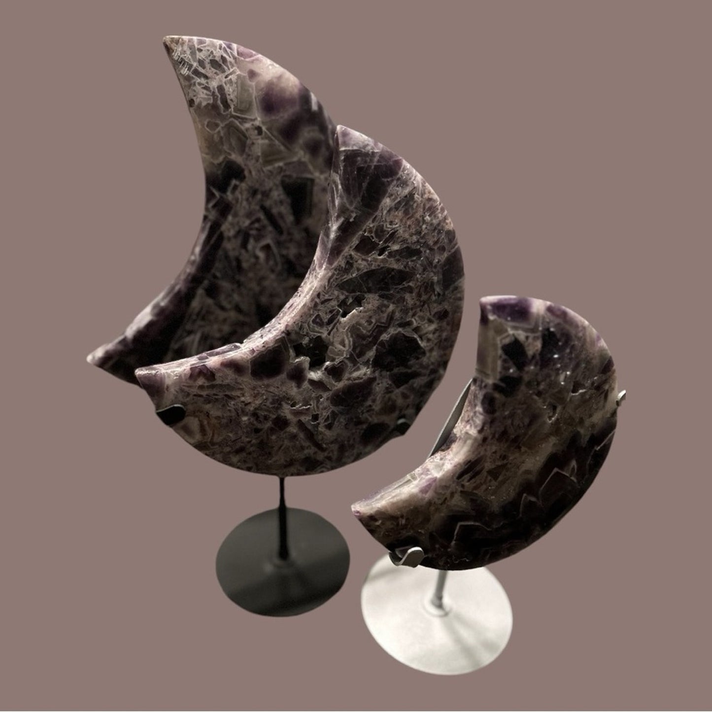 Chevron Dream Amethyst Crescent Moon plate - CHAMYMOON-LRG  123MM 1331g