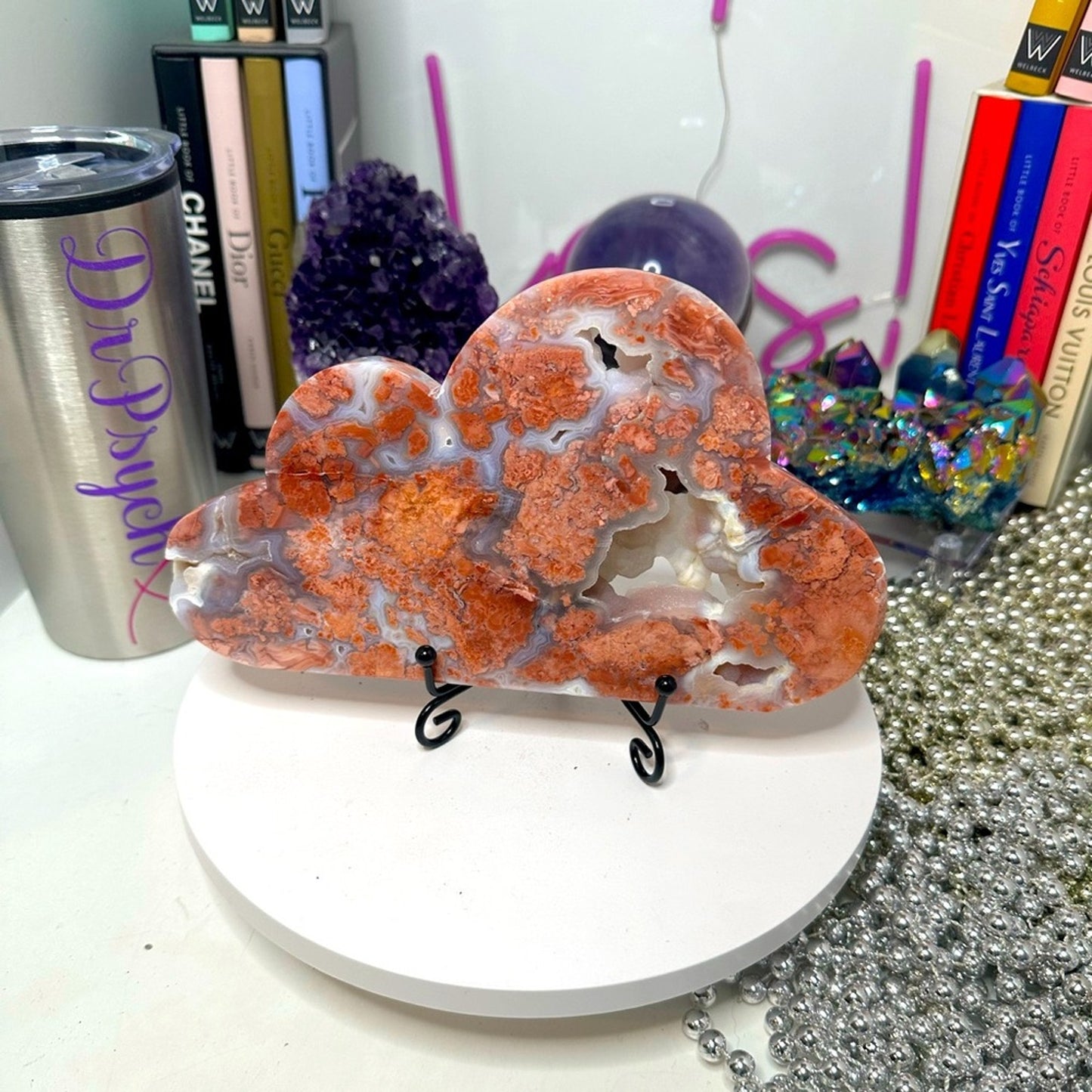 Pink Agate Cloud custom carving Large slab PINKAGATECLOUD-001