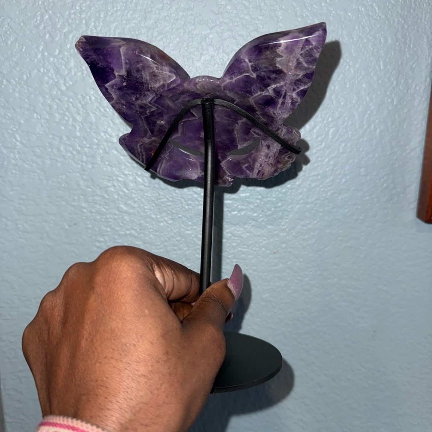 Dream Amethyst Fox Mask on black stand FREE SHIPPING